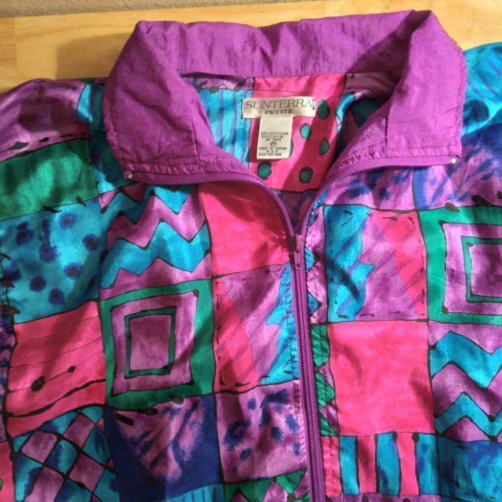 Vintage Sunterra Abstract Geometric Color Block Jacket